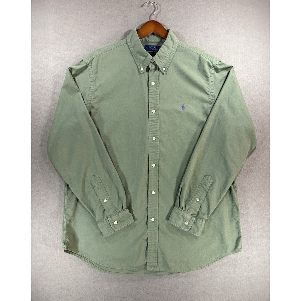Polo Ralph Lauren Mens Long Sleeve Button Oxford Shirt Sz XL Olive Green Classic